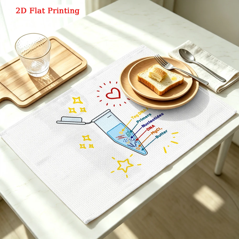 Dna Test Tube Kitchen Placemat Dna Test Tube Linen Pad Dish Coffee Cup Table Mat 1PC 30x40cm