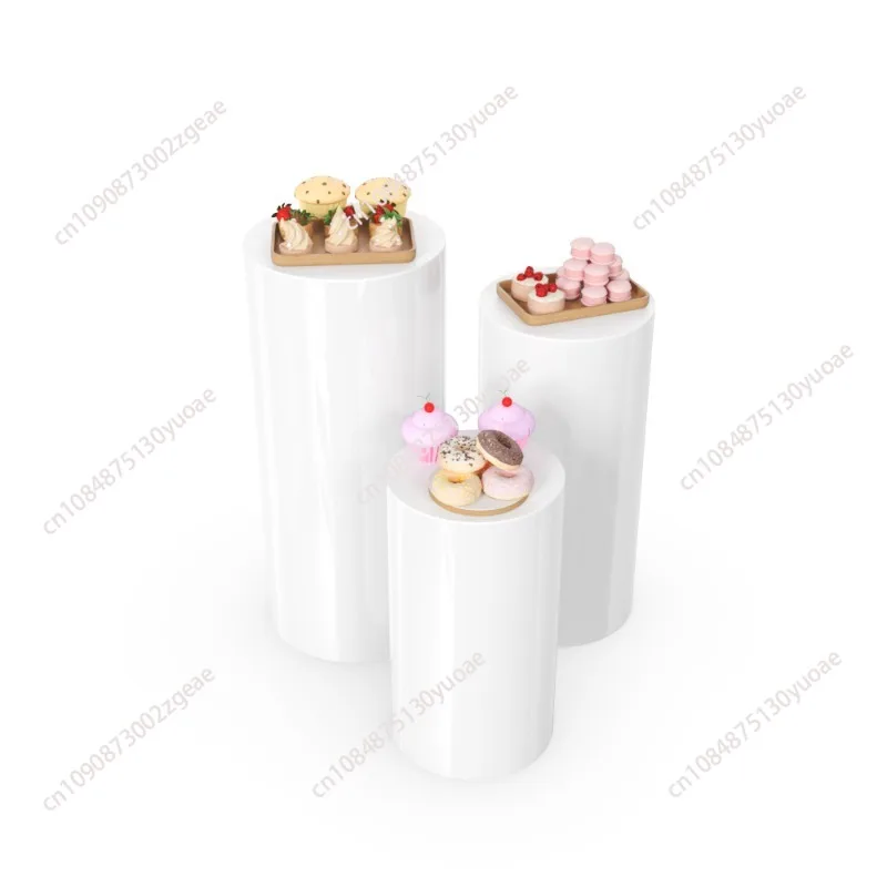 3PCS Cylinder Pedestal Stands for Parties,White Metal Cylinder Plinths Dessert Table Display Pillars for Party Decorations