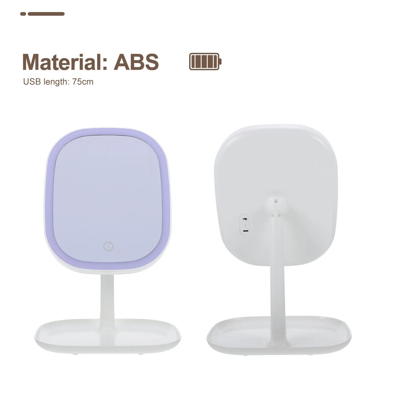 

1Set Led Light Makeup Usb Chargeable Clear Hd Surface Stable Base For Bedroom Tabletop Beauty Mirror Household Dressing Mirror