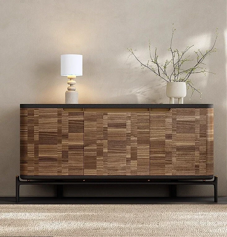 

Walnut porch cabinet Minimalist marble storage decorative cabinet