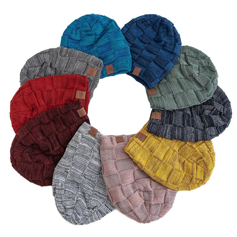 Mulheres chapéus de inverno moda slouchy quente gorro feminino multicolorido mistura cor design streetwear boné