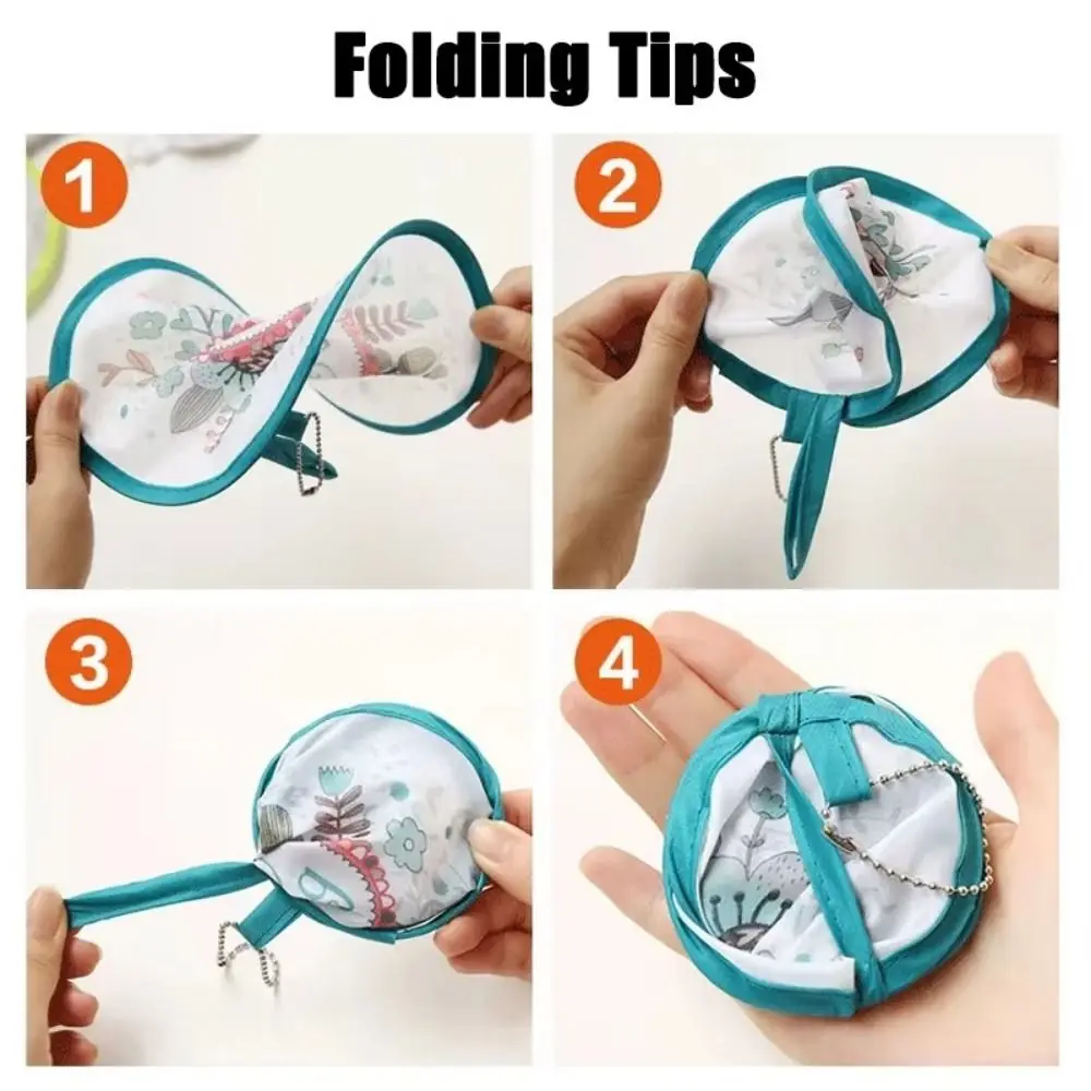 Portable Polyester Foldable Hand Fans Fruit Pattern Round Shape Handheld Folding Fan Cartoon Cooling Fans Summer
