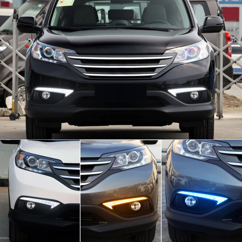 2 قطعة لهوندا CRV CR-V 2012 2013 2014 DRL القيادة النهار تشغيل ضوء مع بدوره إشارة الضباب مصباح التتابع ضوء النهار سيارة الجمعية