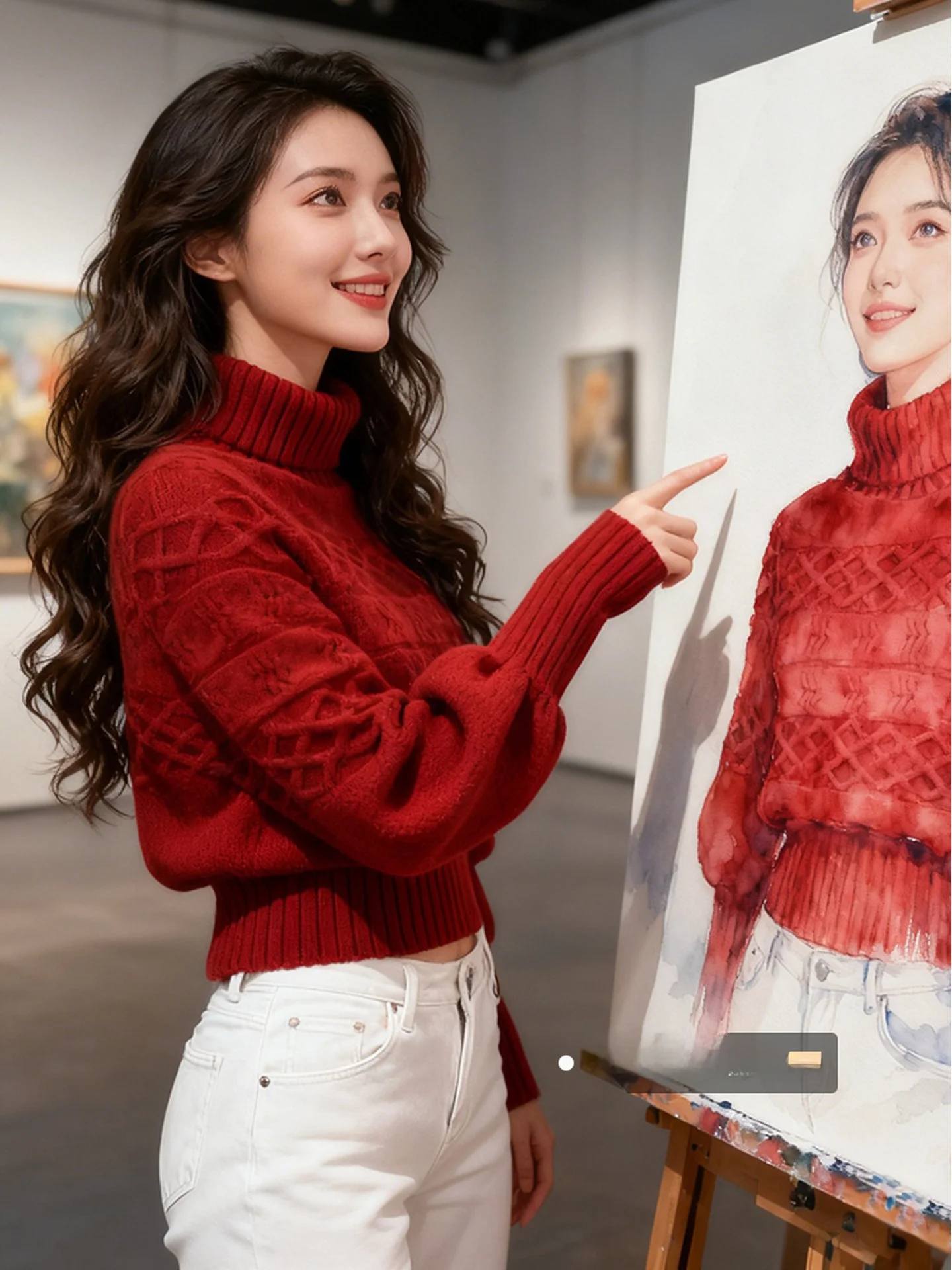 

Cisas новогодний красный свитер с высоким воротником «летучая мышь» женская зимняя внутренняя одежда облегающий вязаный топ с завязкой на талии теплый