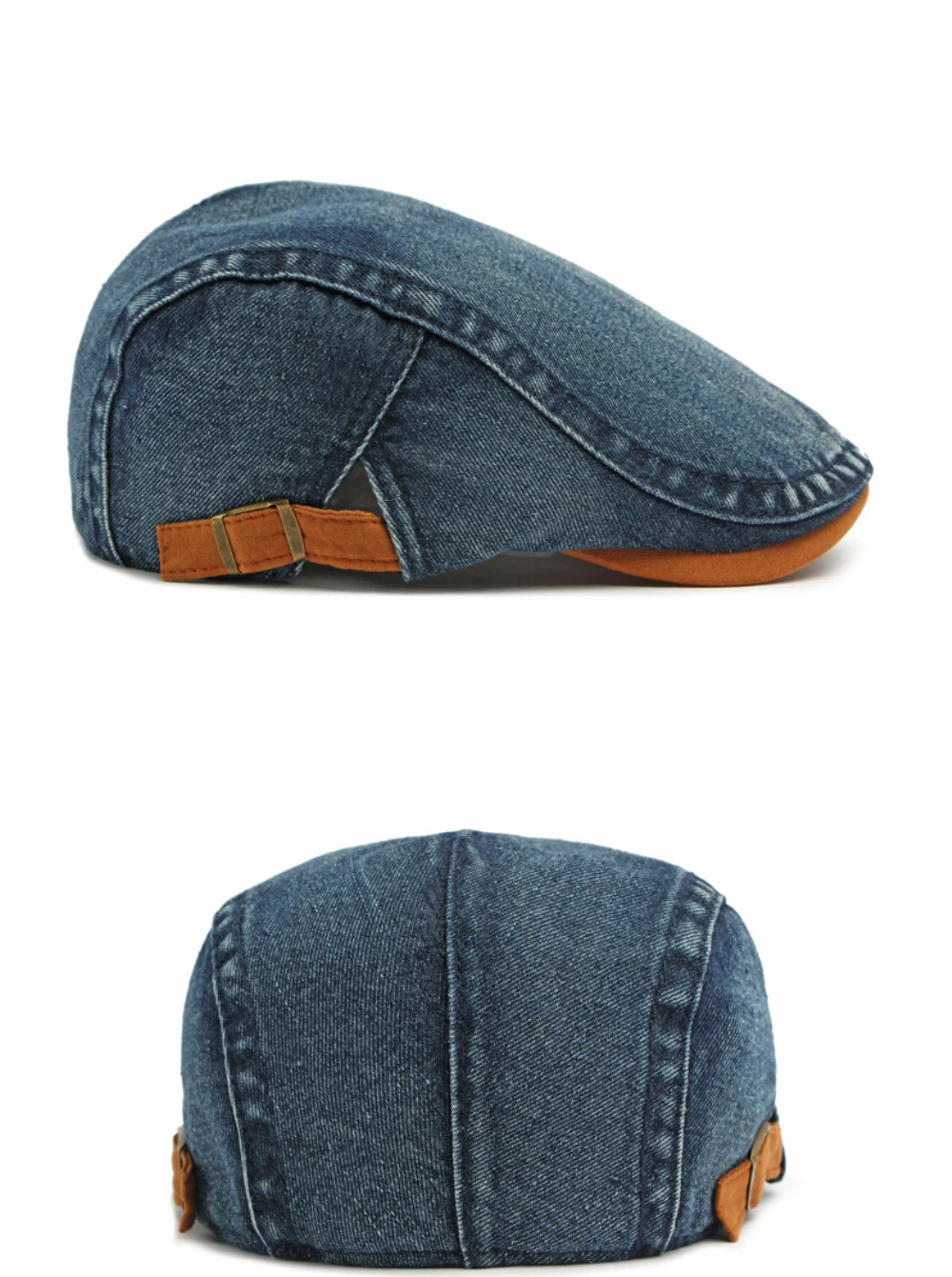 HT5106 Baskenmützen für Herren und Damen, Vintage Künstler-Mütze, Verstellbare Ivy-Flatcap für Frühling und Herbst, Denim-Baskenmützen – Detail 9