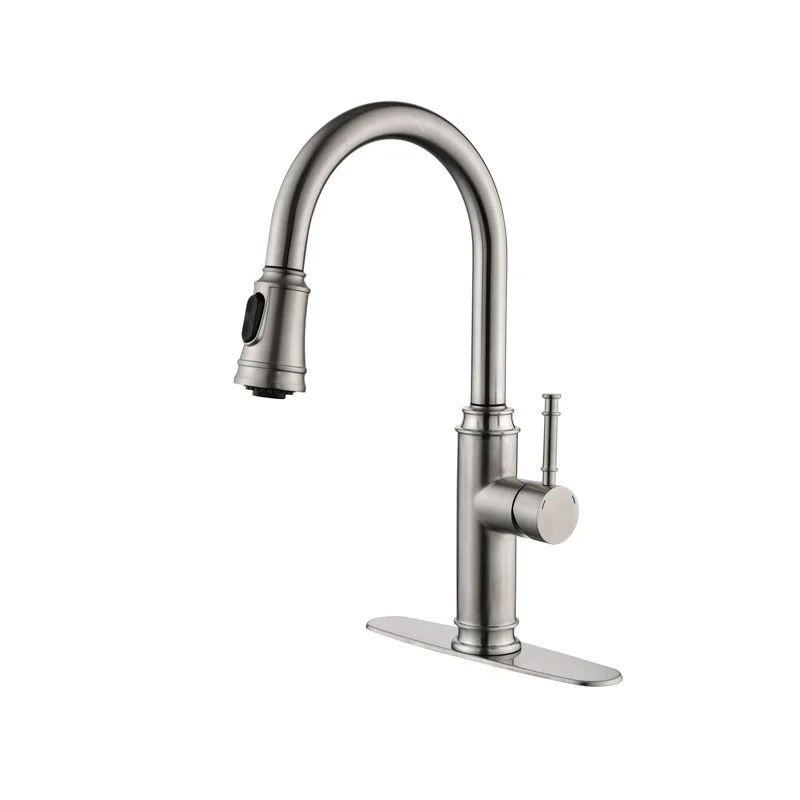

High Arc Single Handle Stainless Steel Kitchen Faucet with Pull Down Sprayer