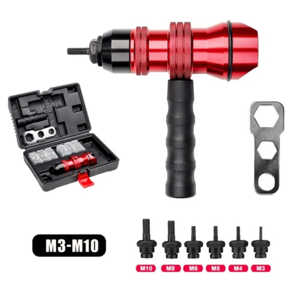 Rivet Nut Durable M3~M10 Rivet Nut Tool w/ Electric Drill Adapter & Insertion Nut Riveter for Home Decoration & DIY