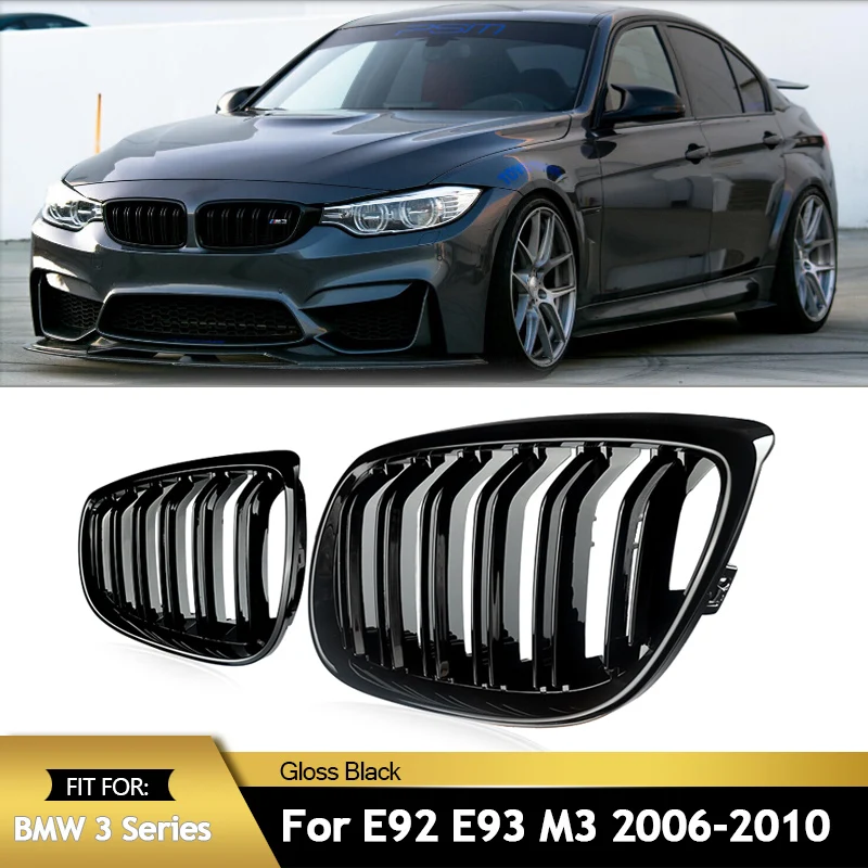 Glänzend schwarzer Rennkühlergrill für BMW E92 E93 M3 3er-Serie 328i 335i Coupé 2006-2010, vorderer mittlerer oberer Stoßfänger-Grill, Nierengitter aus ABS-Kunststoff