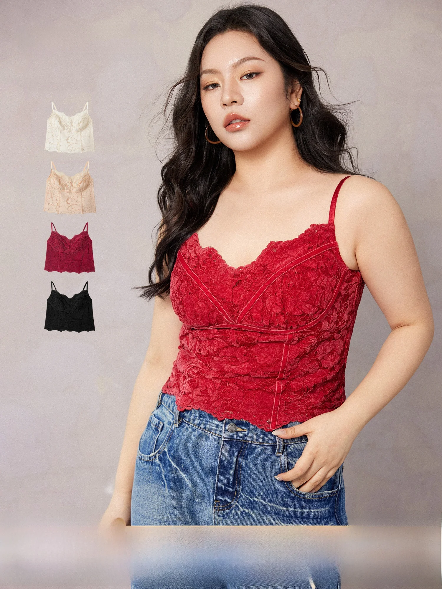 

Plusmall Lace Sensation Cotton Feel Heavy Work Elastic Women's Csole Tank Top Inner Wear Casual Sle Slim Fit Spring Wear