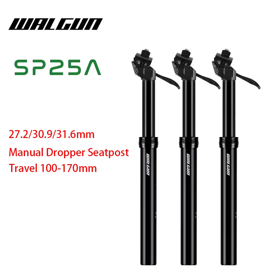 

Walgun MTB Road Bicycle Manual Dropper Seatpost 27.2mm/30.9mm/31.6mm Hydraulic Height Adjustable Seat Tube 100-170 Travel