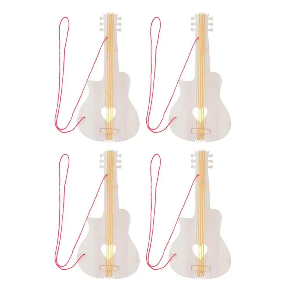

4 Pcs Kindergarten Wooden Guitar Fake Model Crafts Musical Instrument Children's