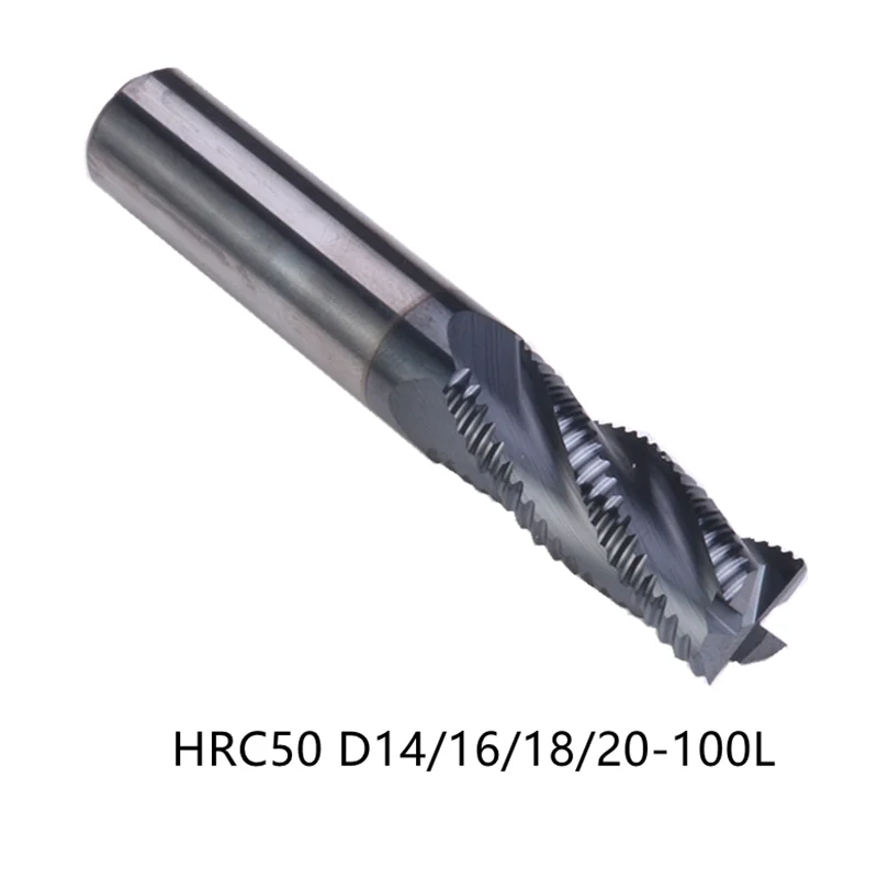 

HRC50 D14 16 18 20 *100MM 4Flutes tungsten solide Roughing End Mills Spiral Bit Milling Tools Carbide CNC Router bits