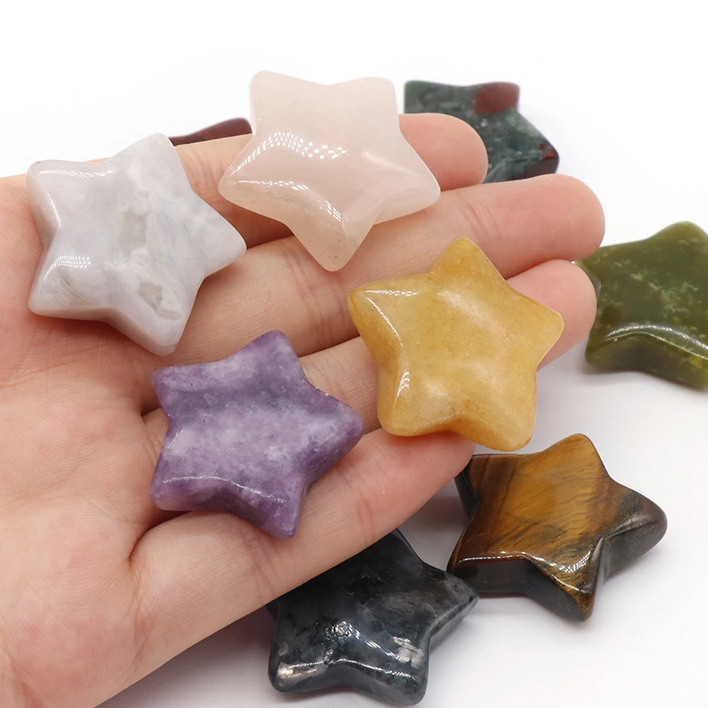 Natural Crystals Stone Star Beads Ornament Gemstones Loose Spacer Beads For Jewelry Making Healing Stones Charms Home Decoration