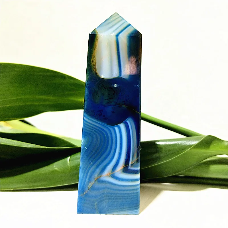 Natural Stones Blue Grain Agate CRYSTAL TOWER POINTS Meditation Chakra Reiki Fengshu Crystal Home Decoration