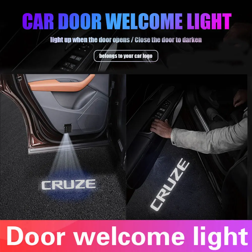 2Pcs LED Car Door Lights Projector For Chevrolet Cruze J300 2009 2010 2011 2012 2013 2014 LED Logo Lamp Sticker Car Accessories