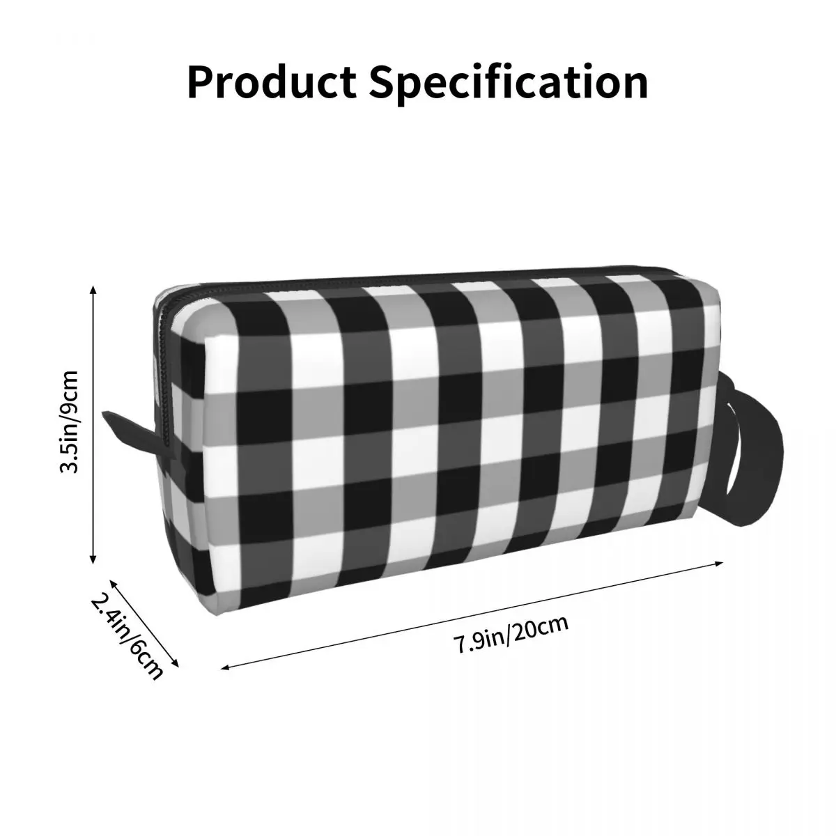 Black White Gingham Plaid Makeup Bag Women Travel Cosmetic Organizer Kawaii Check Pattern Storage Toiletry Bags