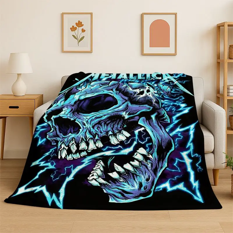 Metal Band M-Metallica Thrash Cartoon Flannel Throw Blanket,Warm Cozy Blanket for Bed,Sofa,Couch,Bedroom,Living Room,Office,Gift