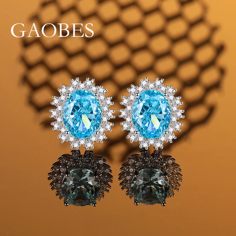 

Роскошные женские серьги-гвоздики из твердой платины PT950 с круглыми бриллиантами цвета морского синего цвета