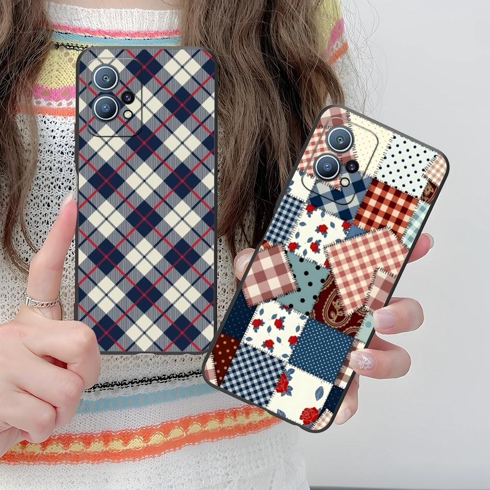 Lattice Grid Texture Mobile Cell Phone Case for Huawei P60 P50 P40 P30 P20 P10 P9 P8 Pro Lite Plus Black Soft Phone Cover Shell