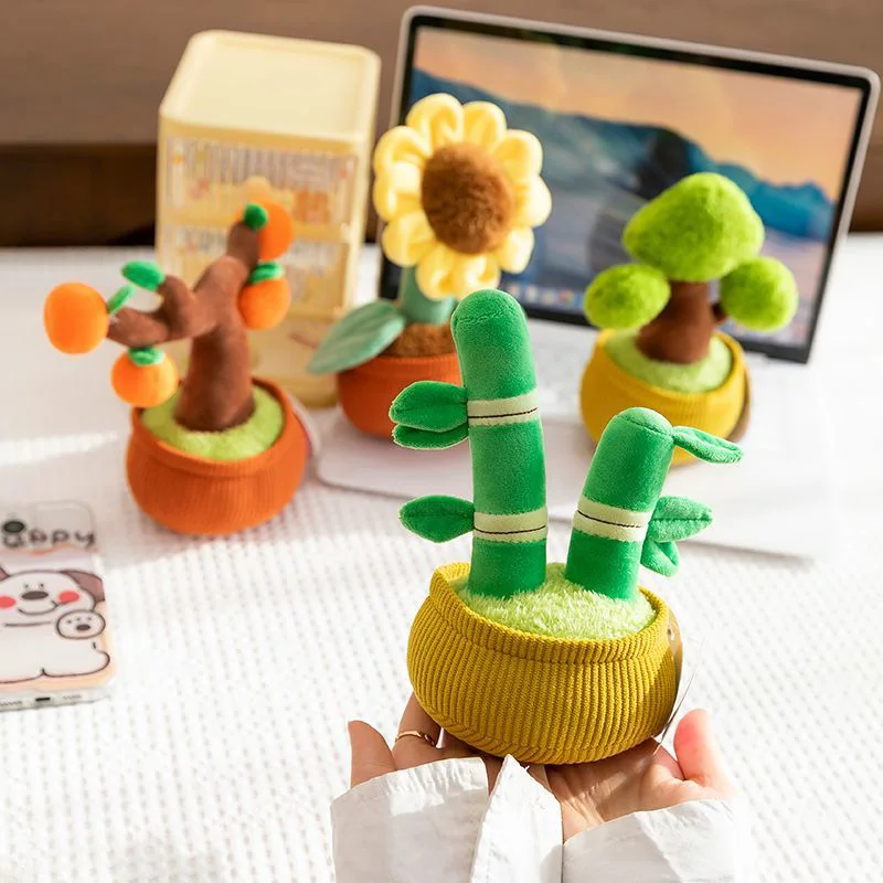 نسيج محاكاة نبات عصاري بوعاء زخرفة ألعاب من نسيج مخملي سيارة تحمل الديكور دمية هدية #4