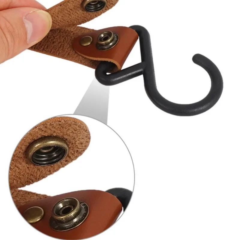 1/3/5pcs S-Shaped Leather Hanging Hook Portable Outdoor Triangle Storage Rack Keychain Hanger Camping Supplies Home Organizer
