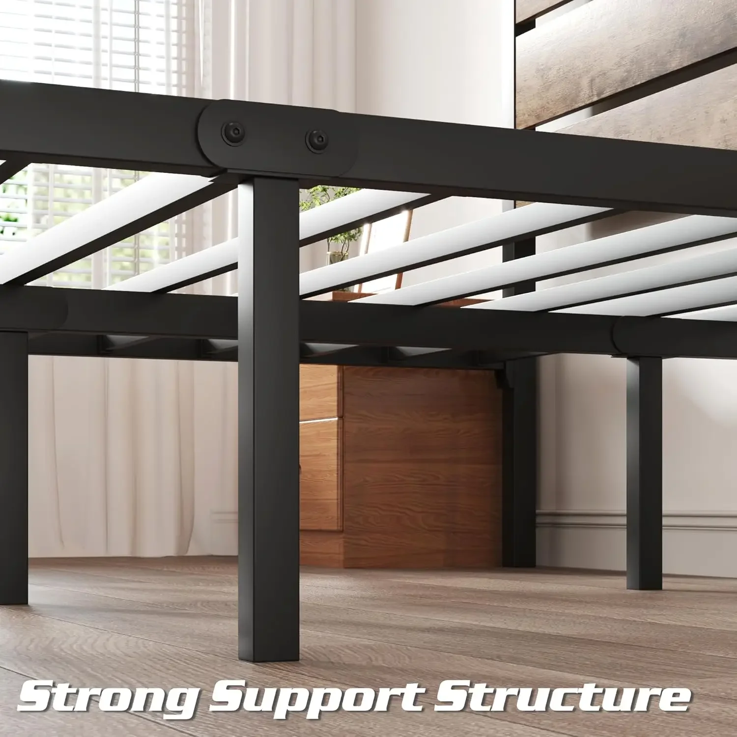 Frame with Headboard and Footboard, 14 Inch Metal Platform Bed, Mattress Foundation, No Box Spring Needed, Noise Free, Under Bed