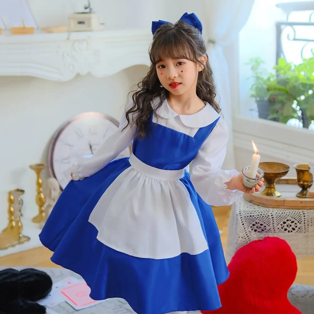 

Halloween Children's Costume - Blue Alice Maid Style Rustic Princess Dress for Girls