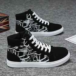 Abstract printed ankle boots men's spring summer faux leather sneaker man fashion trainers punk sport shoes korean sneaker 47 48