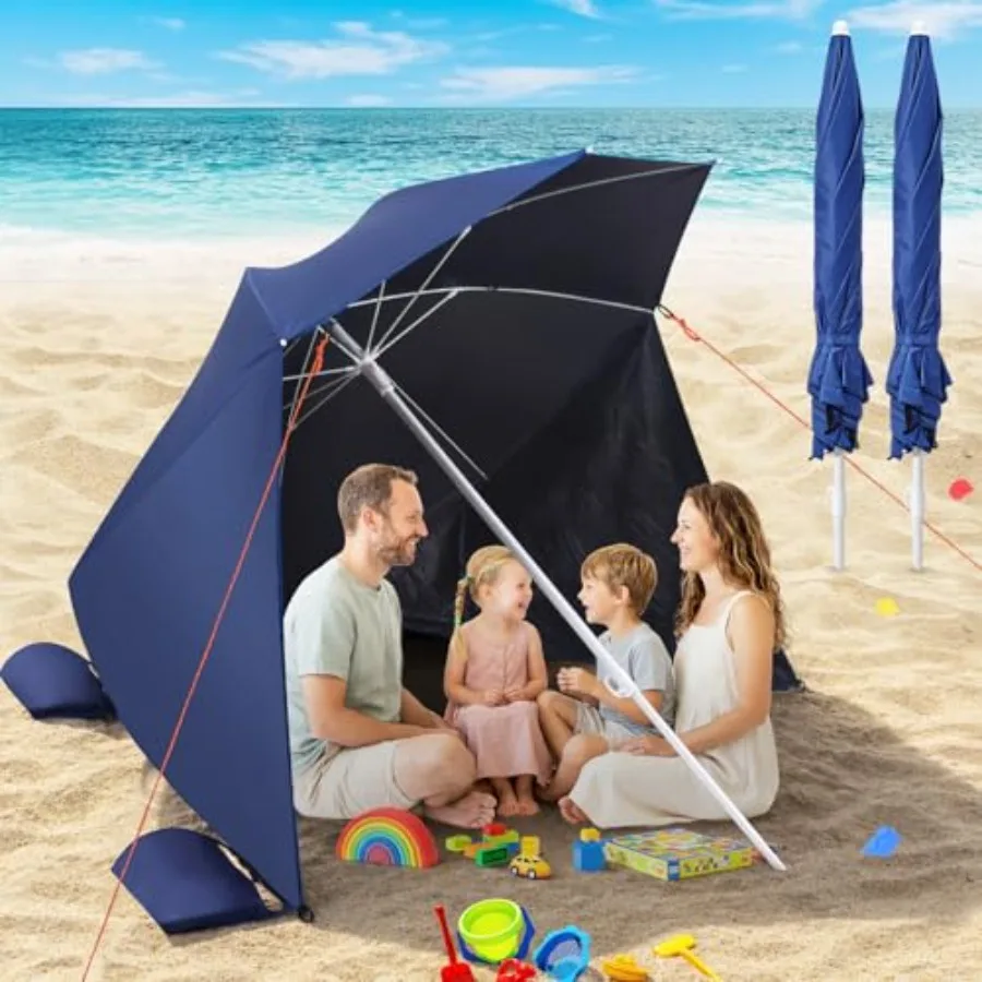

Beach Shelter Umbrella, 2Pack UPF 50+ Large Camping Umbrella for Sports Beach Yard Outdoor Activity, Windproof Rainproof Canopy