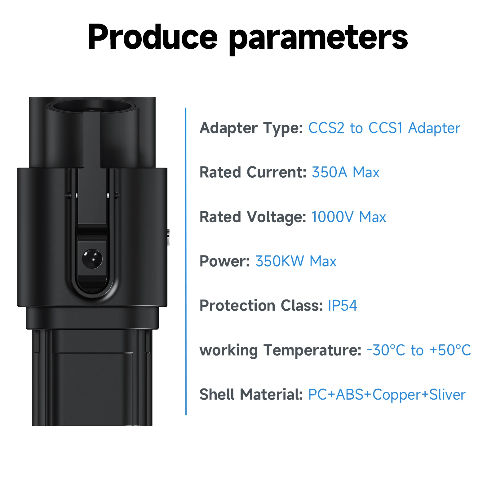 Puppyfc CCS2 to CCS1 EV Charger Adapter 350KW DC 1000V Fast Charging CCS Combo 2 to Combo 1 Convertor for Electric Car