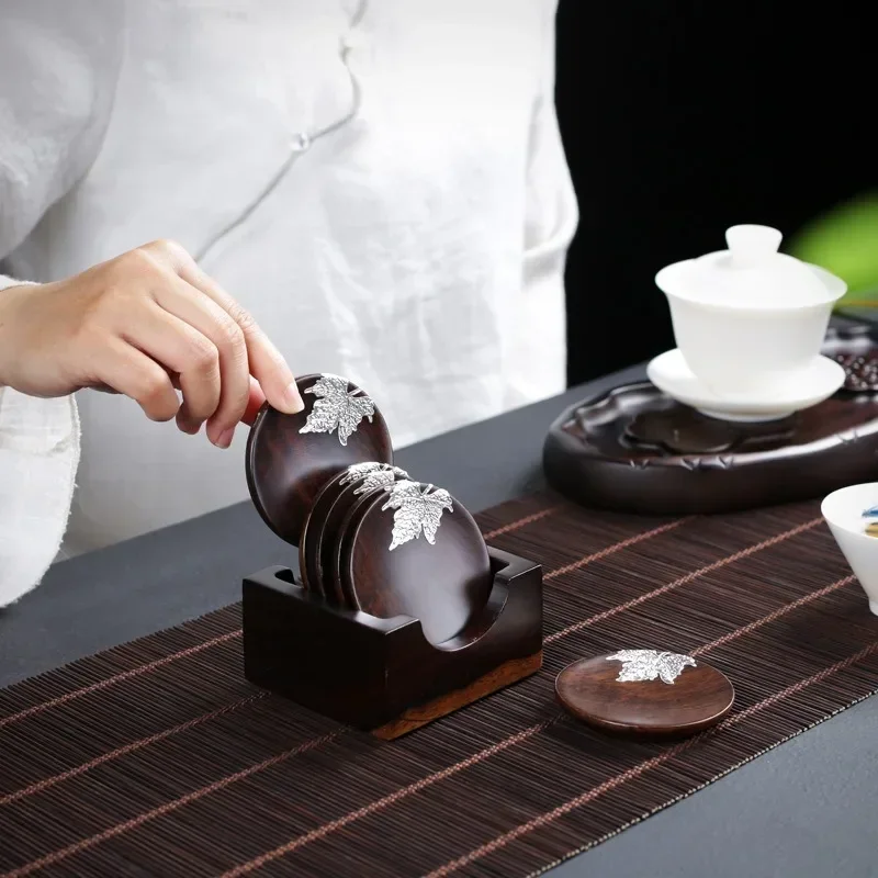 

Wood Teacup Mat Household Cup Holder Coasters Mat Tea Ceremony Matching Coaster Kung Fu Tea Set Accessories