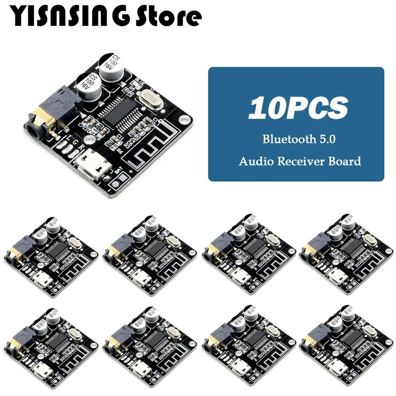 10Pcs Bluetooth Audio Receiver Board Bluetooth 5.0 MP3 Lossless Decoder Wireless Stereo Music Module 3.7-5V XY-BT-Mini TYPE-C