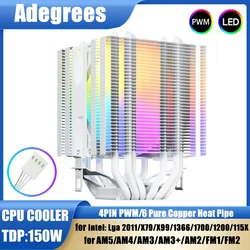 90MM CPU Air Cooler Radiator Fan 6 Heatpipe RGB PWM 4PIN Quiet For Inte LGA 115X 1200 1700 2011 V3 X79 X99 AM4 AM5 Ventilador