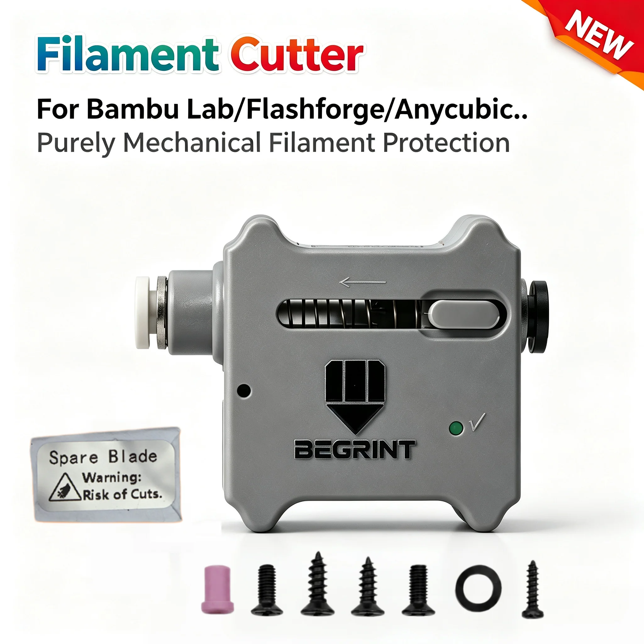 Filament Cutter For Bambu Lab/Flashforge/Elegoo/Anycubic/QIDI 3D Printer Accessory Filament Cutter One‑Click Cutting Anti‑Tangle