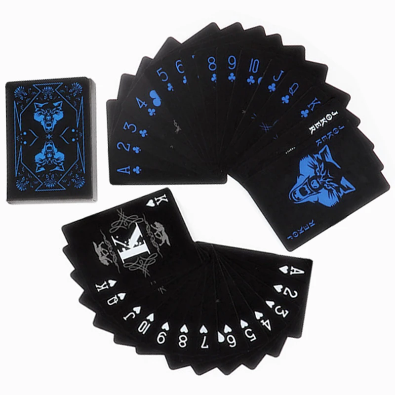 Wolf Dog Black blue playing cards board games PVC child kids toys Waterproof Children toy White deck card game set collect Gift