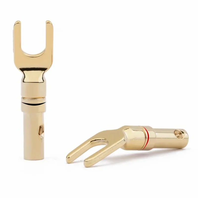 8Pcs Y Spade Speaker Brass Gold Plated And Silver Plated Plugs Audio Screw Fork Adapter Connector