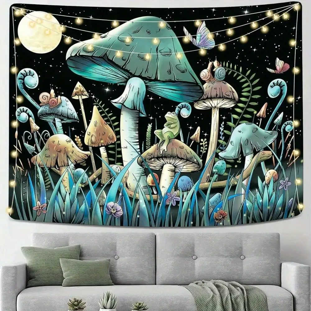 1pc Mushroom Tapestry Frog Wall Hanging Cottagecore Fairycore Decor for Bedroom Living Room Back-to-school Season Autumn Gifts