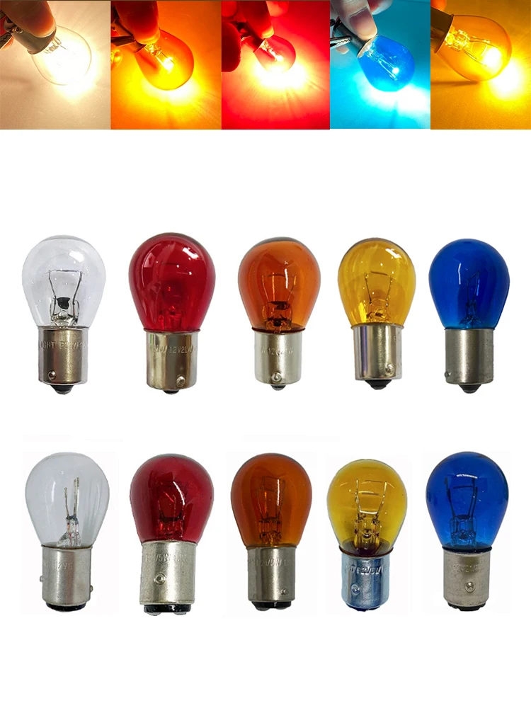 2 pièces voiture 1157 P21/5W BAY15D 1156 P21W BA15S 12v 21W lampe halogène blanc chaud feu de recul ampoule de frein feu Stop clignotant DRL
