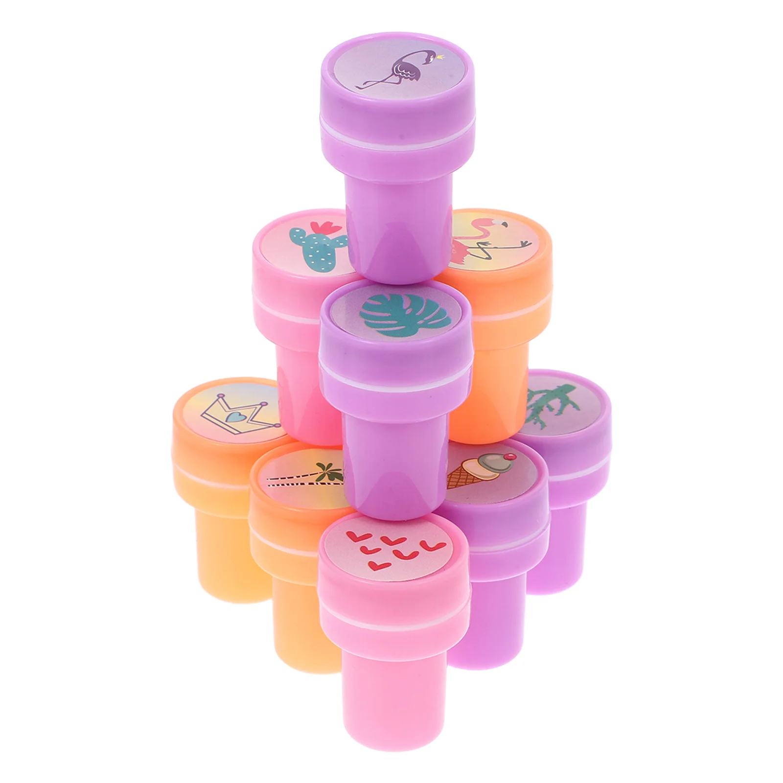 10 個子供用フラミンゴ夏スタンプ子供用セルフインクスタンプパーティー教室報酬教育クラフトセット