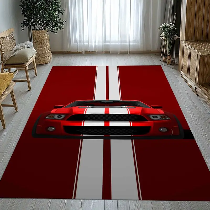 Vintage M-Mustang Racing Biker Garage Soft Non-Slip Large Area Rug for Living Room,Bedroom Carpet Mat for Sofa,Moto Home Decor