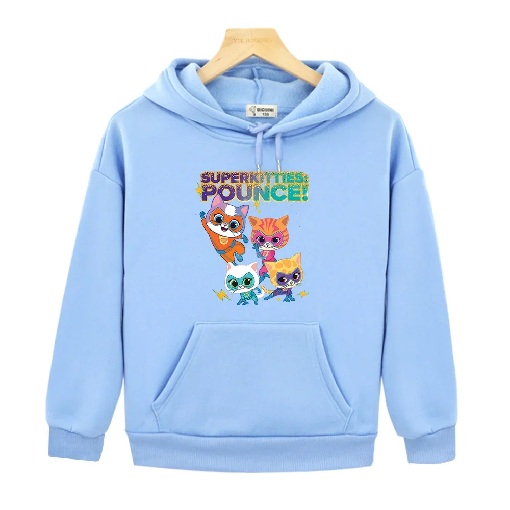 SuperKitties Cute Kids Hoodies Autumn Winter Fleece Hooded Sweatshirts Sudadera for Boys/Girls Children Kawaii Cartoon Clothing