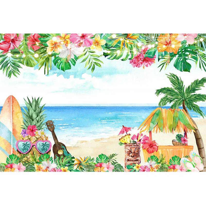 Гавайский Фотофон с кокосовым деревом и цветами