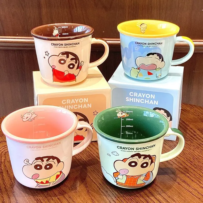Crayon Shin Chan Mug Branded Anime Milk Scale Cup 340Ml Cute Breakfast Office Ceramic Cup Water Cup Children's Gift Tableware