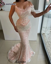 Special Beaded Prom Dresses Mermaid Strapless Sleeveless Birthday Party Dresses Vestidos De Gala Evening Gowns Cocktail Dresses
