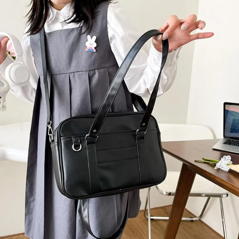 

652F Women Harajuku Crossbody Bags PU Leather Shoulder Bag JK Bag Ladies Large Capacity Book Handbags