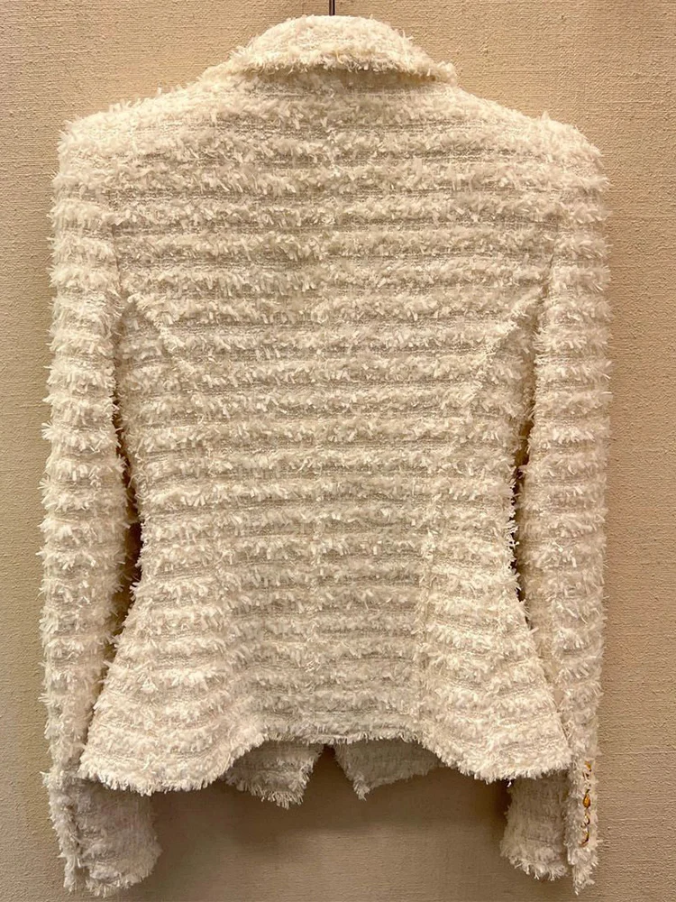 White Tweed Small Fragrance Style Women's Suit Jacket 2026 New European High-End Light Maturity Top Commuting Style Slim Fit ...