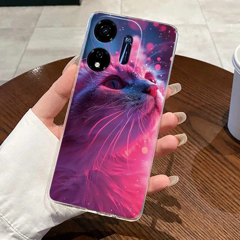 For Itel P55 5G Case Ite Power 55 5G Capa Clear Silicone Jelly Soft TPU Back Cover P661N P665L Coque Cute Rabbit Cat Phone Case