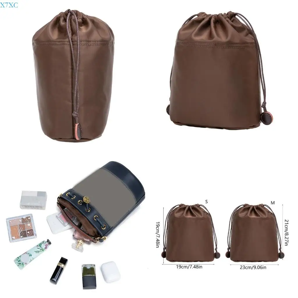 X7XC Crossbody Bag Drawstring Insert for Bucket Bag Multi Compartment