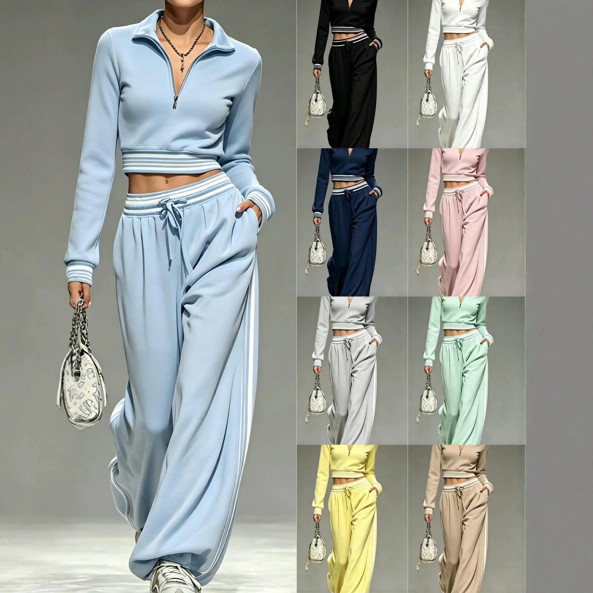 Women's autumn and winter suit fashion leisure sports temperament commuter two-piece set