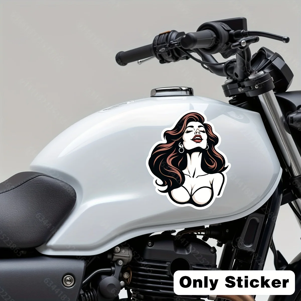 Adesivo para Capacete de Motocicleta - Design Retro Ousado de Garota, Decalque Durável de Alta Qualidade para Motocicletas e Carros